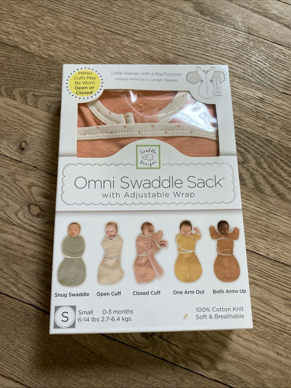 NEW Swaddle Designs Omni Swaddle Sack - Peach with Cream Trim
